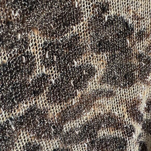 ALBERTO MAKALI Women Leopard Print Open Knit Nubby Tunic Top Handkerchief Medium - Picture 4 of 6